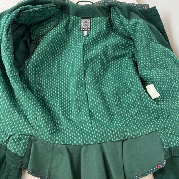 VTG Eger Germany Women's 8 Green Corduroy Button Down Shirt Top Fairy Whimsical - Picture 10 of 16